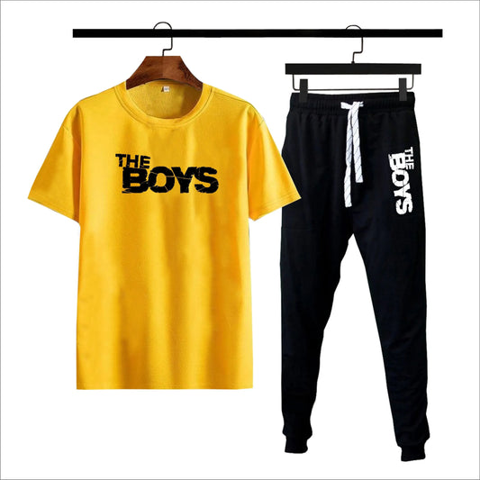 Yellow & black The boys printed summer tracksuit for men