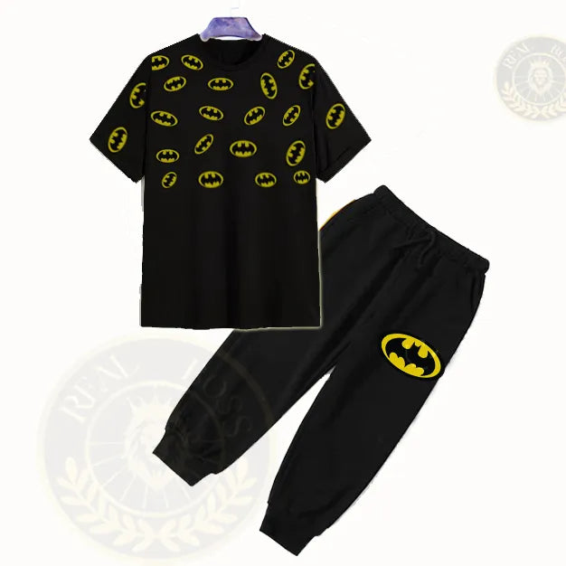 Real Boss By Rich ManBatman Printed T-Shirt and Trouser For Kids